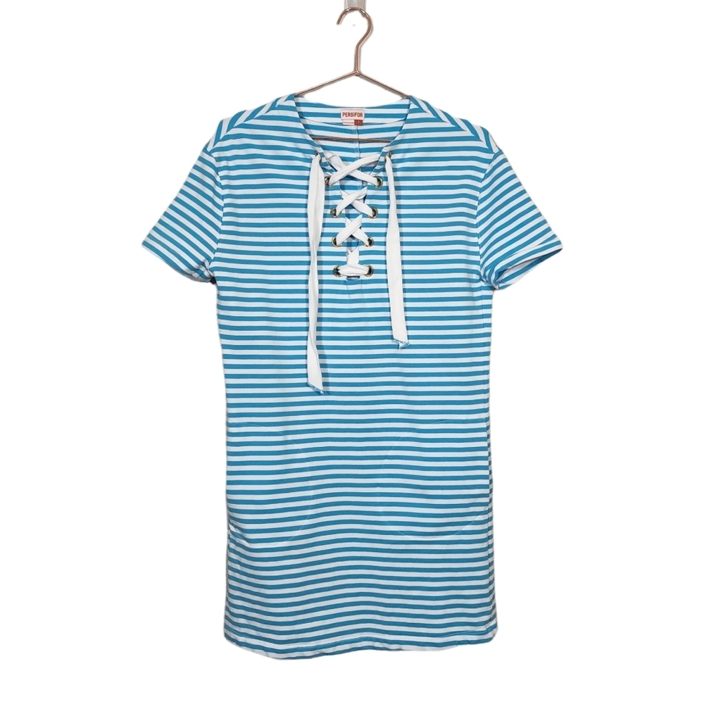 TUCKERNUCK x‎ PERSIFOR Anna Stripe Dress in Turchese Size Small